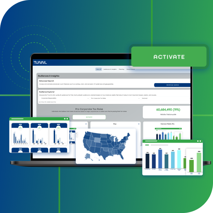 Analyze audiences in Tunnl's audience intelligence platform and activate audiences in your media buying software 