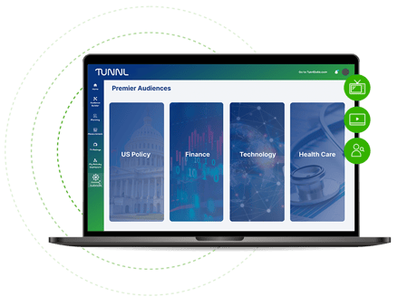 A laptop screen shows the Premier Audience Suite in the Tunnl platform