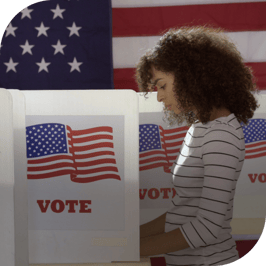 Hispanic woman voting in U.S. election