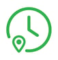 a clock icon and a location icon