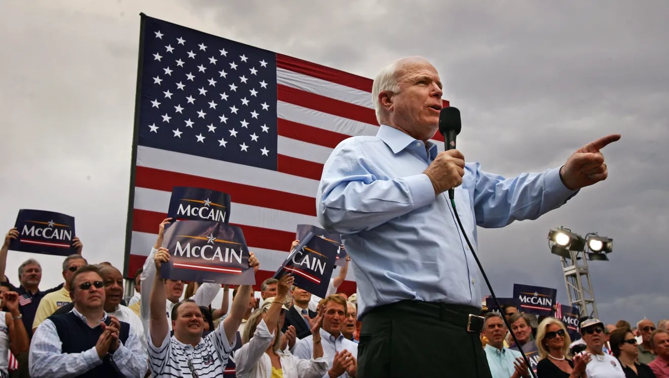 John McCain addresses a crowd in 2007 during his campaign for president. Photo by: David Kadlubowski/The Republic