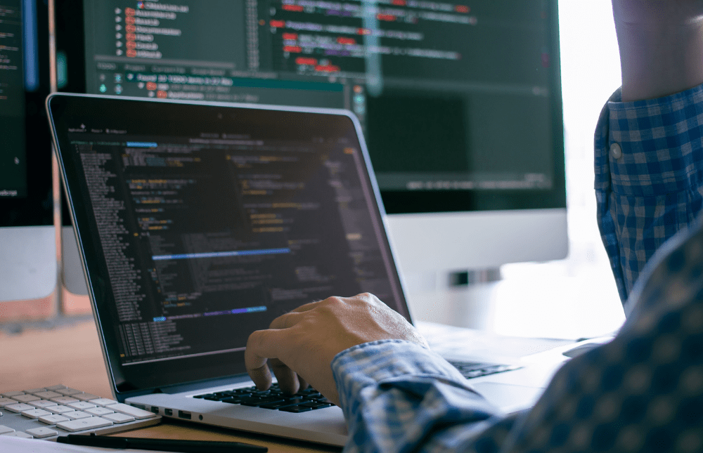 Man writing code