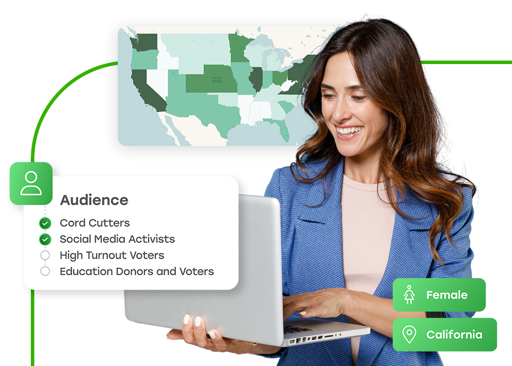 a woman builds her target audience on demand using Tunnl's self-service audience builder