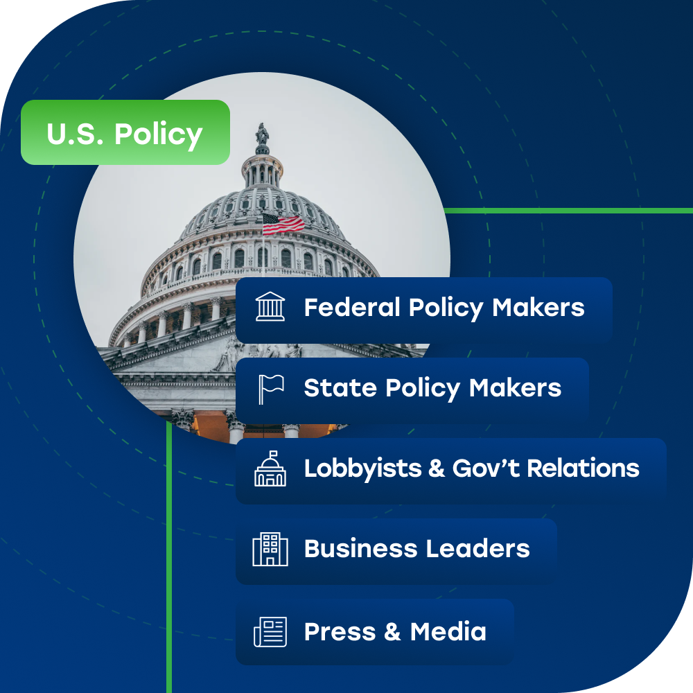 A breakdown of the occupations represented in the U.S. Policy Opinion Makers Audience, part of Tunnl's Premier Audience Suite.