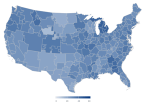 A map of where the audience population is most and least dense