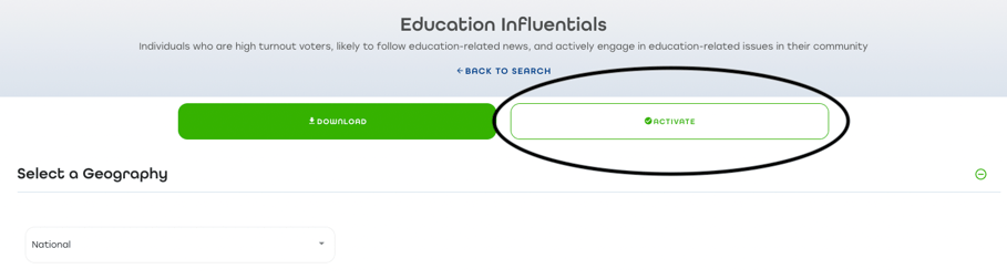 Demonstrating where to click to activate a prebuilt audience