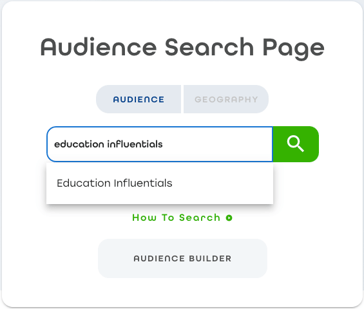 The Audiences & Insights search function showing the Education Influentials audience in Tunnl Free.