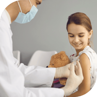 a child receives a flu shot