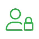 a person icon with a lock next to it