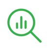 magnifying glass icon with bar chart